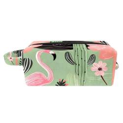 Make up Taschen für Damen,Kulturbeutel für Herren,Flamingo Kakteen Pflanze,Reise Kosmetiktasche von VTGHDEEQ