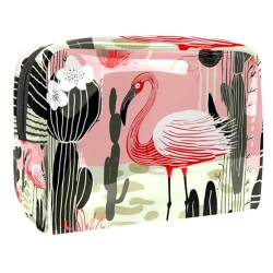Make up Taschen für Damen,Kulturbeutel für Herren,Flamingo Kakteen Pflanze,Reise Kosmetiktasche von VTGHDEEQ