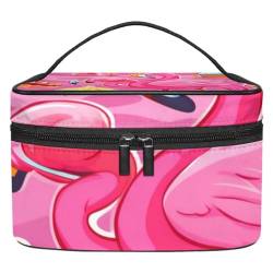 Make up Taschen für Damen,Kulturbeutel für Herren,Flamingo und Anker rosa Cartoon,Reise Kosmetiktasche von VTGHDEEQ