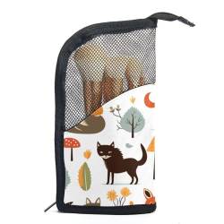 Make up Taschen für Damen,Kulturbeutel für Herren,Tiere im Wald Cartoon,Reise Kosmetiktasche von VTGHDEEQ