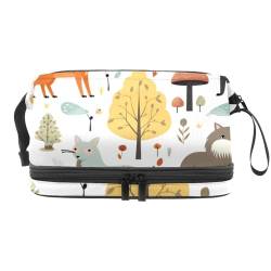 Make up Taschen für Damen,Kulturbeutel für Herren,Tiere im Wald Cartoon,Reise Kosmetiktasche von VTGHDEEQ