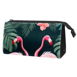 Make up Taschen für Damen,Kulturbeutel für Herren,Tropische blätter der flamingoblume,Reise Kosmetiktasche von VTGHDEEQ
