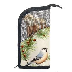 Make up Taschen für Damen,Kulturbeutel für Herren,Vögel Weihnachtsbaum Schneeflocken,Reise Kosmetiktasche von VTGHDEEQ