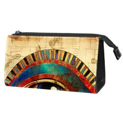 Make up Taschen für Damen,Kulturbeutel für Herren,altes ägypten ethnisches Retro,Reise Kosmetiktasche von VTGHDEEQ