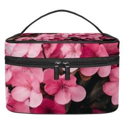 Make up Taschen für Damen,Kulturbeutel für Herren,blühende blüte rosa Blume,Reise Kosmetiktasche von VTGHDEEQ