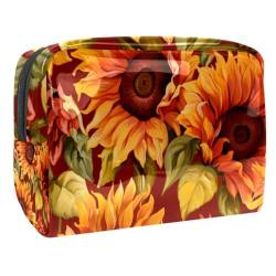 Reise Kulturbeutel,kleine Make up Tasche,Herbst Sonnenblume Blume,Make up Taschen für Frauen von VTGHDEEQ