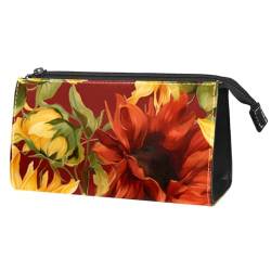 Reise Kulturbeutel,kleine Make up Tasche,Herbst Sonnenblume Blume,Make up Taschen für Frauen von VTGHDEEQ