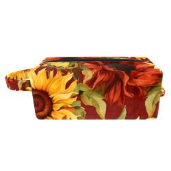 Reise Kulturbeutel,kleine Make up Tasche,Herbst Sonnenblume Blume,Make up Taschen für Frauen von VTGHDEEQ