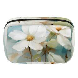 Reise Make up Tasche,Reise Kulturbeutel für Damen,Blühende Blume weiße Birnenblüte,Kosmetik Reisetasche von VTGHDEEQ