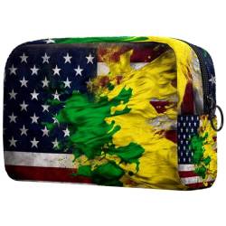 Reise Make up Tasche,Reise Kulturbeutel für Damen,Flaggen der USA und Jamaikas,Kosmetik Reisetasche von VTGHDEEQ