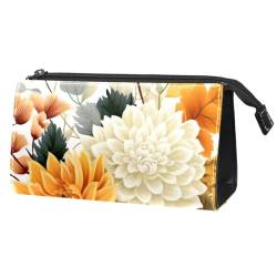 Reise Make up Tasche,Reise Kulturbeutel für Damen,Herbstblumen Blütenblätter,Kosmetik Reisetasche von VTGHDEEQ