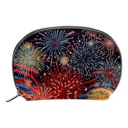 Reise Make up Tasche,Reise Kulturbeutel für Damen,amerikanische Flagge Feuerwerk Urlaub,Kosmetik Reisetasche von VTGHDEEQ