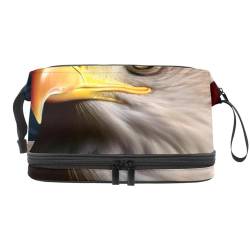 Reise Make up Tasche,Reise Kulturbeutel für Damen,amerikanischer Adler auf amerikanischer Flagge,Kosmetik Reisetasche von VTGHDEEQ