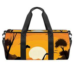 Reisetasche,Herren Sporttasche,Damen Sporttasche,Afrikanischer Dinosaurier und Sonnenuntergang,Sporttasche von VTGHDEEQ