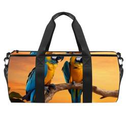 Reisetasche,Herren Sporttasche,Damen Sporttasche,Afrikanischer Grasland Sonnenuntergangpapagei,Sporttasche von VTGHDEEQ