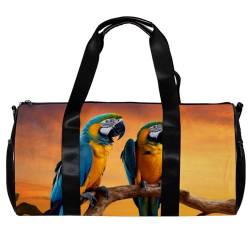 Reisetasche,Herren Sporttasche,Damen Sporttasche,Afrikanischer Grasland Sonnenuntergangpapagei,Sporttasche von VTGHDEEQ