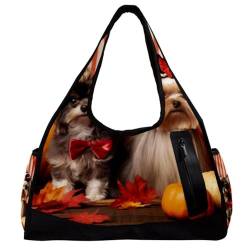 Reisetasche,Herren Sporttasche,Damen Sporttasche,Herbst Haustiere Katze und Hund,Sporttasche von VTGHDEEQ