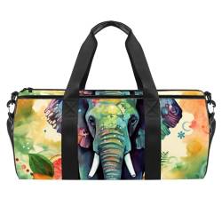 Reisetasche,Herren Sporttasche,Damen Sporttasche,schwarzer Elefant Obst ethnisch,Sporttasche von VTGHDEEQ