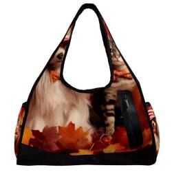 Sporttaschen für Damen,Reisetasche für Reisen,Herbst Haustiere Katze und Hund,Sporttasche für Herren von VTGHDEEQ