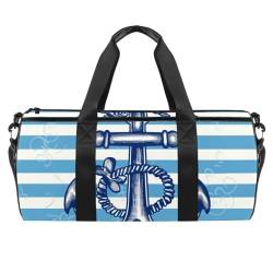 Sporttaschen für Herren,Reisetaschen für Damen,Anker Striped Bright Blue Marine,Trainingstasche von VTGHDEEQ