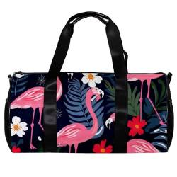 Sporttaschen für Herren,Reisetaschen für Damen,Flamingos Tropische grüne Blätter,Trainingstasche von VTGHDEEQ