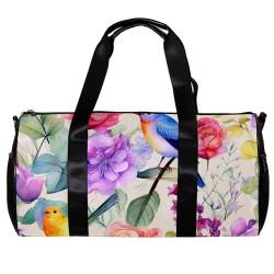Weekender Reisetasche,kleine Sporttasche,Blumenrosen Vogelschmetterling,Sporttasche von VTGHDEEQ