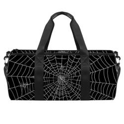 Weekender Reisetasche,kleine Sporttasche,schwarzer Hintergrund Spinnennetz,Sporttasche von VTGHDEEQ