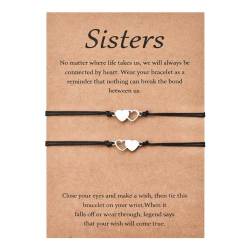VU100 2 Stück Schwestern Armband Schwestern Geschenk von Schwestern Herz geformt Edelstahlarmband einstellbar Freundschaftsarmband für Schwestern Freunde Mädchen Frauen von VU100