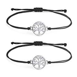 VU100 2PCS Lebensbaum Armband Silber Damen Mädchen Einstellbare handgemacht geflochtenes Armbänder von VU100