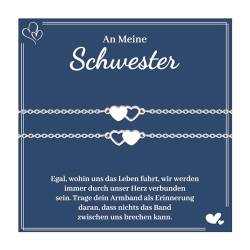 VU100 2Pcs Schwestern Armbänder Geschenke für Schwestern Beste Schwestern Armbänder Herz geformt Edelstahl Armbänder Geburtstag Geschenke für Schwestern Geschenke für Große Schwestern Beste Freunde von VU100