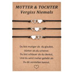 VU100 3pcs Mutter Tochter Armband Mutter Tochter Geschenk Tochter Geschenk von Mama herzförmig Edelstahl verstellbar Mutter Tochter Armband für Mama Tochter Mädchen von VU100