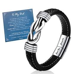 VU100 Herren Armband aus geflochtenem Leder, ein Geschenk für Papa in Edelstahl geflochtenes Leder Knoten Armband, perfekt für ein Geburtstags/Vatertagsgeschenk für ihn (22.8cm) von VU100