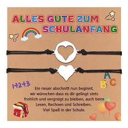 VU100 Mutter Tochter Armbänder Geschenke Passendes Herz Armbänder für Junge Mädchen zurück zu Schule Armband Geschenke Trennungsangst Geschenk für Mama Oma Sohn Mädchen jungen Enkelin (2 schwarz) von VU100