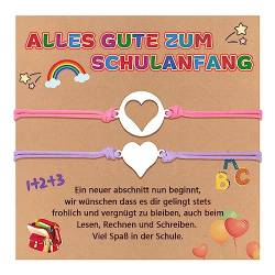 VU100 Mutter Tochter Armbänder Geschenke Passendes Herz Armbänder für Junge Mädchen zurück zu Schule Armband Geschenke Trennungsangst Geschenk für Mama Oma Sohn Mädchen jungen Enkelin (Rose Rot&Lila) von VU100