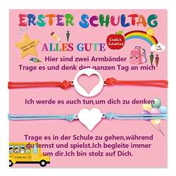 VU100 Mutter Tochter Armband Set Herz Verstellbares Armband Mutter Tochter Mädchen Familie Zurück zur Schule Geschenk (1 Rot, 1 Blau) von VU100