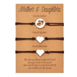 VU100 Mutter Tochter Armband Sets Für 3 Herz Armbänder Wish Schmuck Geschenk für MamaTochter Frauen Mädchen Muttertag Geburtstag von VU100