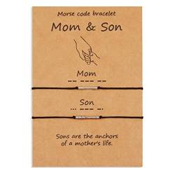 VU100 Satz von 2 Armband Morse Code Geburtstagsgeschenk Schmuckgeschenk Handgefertigt für Mutter und Sohn von VU100