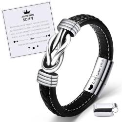 VU100 Sohn Armband Geschenke für Sohn Geschenke von Mama Papa Lasergravur Edelstahl Lederarmband An meinen Sohn Armband Motivierende Inspirierende Geschenke Geburtstagsgeschenk für Jungen (22.5cm) von VU100