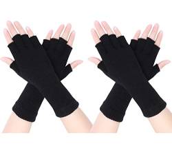 VUCDXOP 2 Paar Damen Winter Halb Finger Handschuhe Unisex Fingerlose Handschuhe Gestrickte Warme Dehnbare Handschuhe Strickhandschuhe für Männer und Damen von VUCDXOP