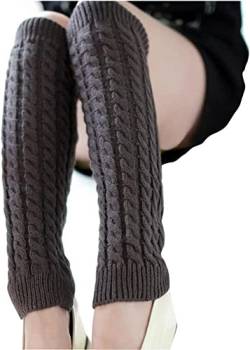 VUCDXOP Damen Langer Beinwärmer Frauen Mädchen Winter Crochet Stricken Stulpen Beinstulpen Beinwärmer Kniestrümpfe Legwarmers Strümpfe Overknees, in Einheitsgröße, Dunkel grau von VUCDXOP