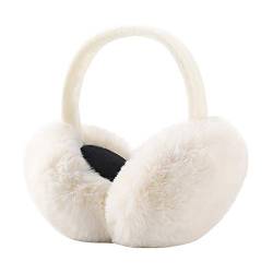 VUCDXOP Damen Winter Ohrenwärmer, Winter Ohrenschützer Abnehmbar Waschbar Plüsch Ohrenschützer warme Kabelstrick-Pelz-Ohrschützer, Outdoor Ohrenmuscheln, Wärme Faltbare Ohrwärmer Earmuffs, Weiß von VUCDXOP