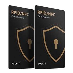 VULKIT RFID/NFC Sperrkarten – 2er-Pack, Ultradünner Kreditkartenschutz, Schutz für kontaktlose Karten, Premium-NFC-Blocker, für Kreditkarten, Ausweise, Reisepässe, Geldbörse von VULKIT