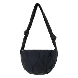 VULTRO Schultertasche Herbst Winter Damen Handtaschen Einfarbig Rhombisch Gitter Große Kapazität Casual Einfach für Wochenende Urlaub, Schwarz von VULTRO