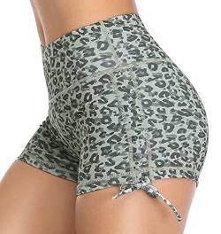 VUTRU Damen Badeshorts Kurze Hohe Taille Badehose Schnell Trocknend Schwimmhose Yogahose Yoga Leggings Schwarz L von VUTRU