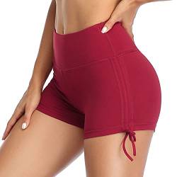 VUTRU Damen Badeshorts Kurze Hohe Taille Badehose Schnell Trocknend Schwimmhose Yogahose Yoga Leggings Schwarz L von VUTRU