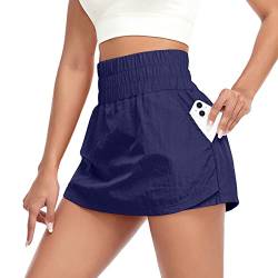 VUTRU Damen High Waist Tenniskleid Golf Mini Tennisröcke Sommer Sport Running Shorts Front Skirts Back Hosen blau m von VUTRU