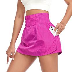 VUTRU Damen High Waist Tenniskleid Golf Mini Tennisröcke Sommer Sport Running Shorts Front Skirts Back Hosen pink XL von VUTRU