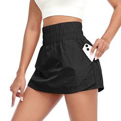 VUTRU Damen High Waist Tenniskleid Golf Mini Tennisröcke Sommer Sport Running Shorts Front Skirts Back Hosen schwarz s von VUTRU