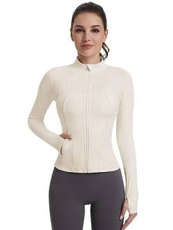 VUTRU Damen Leichte Laufjacke - Stilvolle Sportbekleidung für Damen, Atmungsaktive Sportjacke Mit Daumenlöchern und Reißverschlusstaschen Braun L von VUTRU