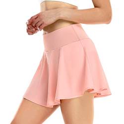 VUTRU Plissee-Tennisrock für Damen mit Taschen, hoch taillierter sportlicher Golf-Skorts-Röcke für Damen zum Laufen lässig Rosa M von VUTRU